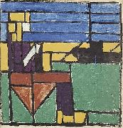 Theo van Doesburg Girl Knitting on the Harbor. oil painting reproduction